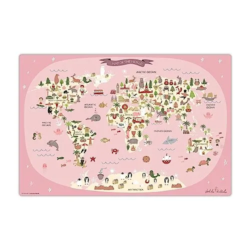 cover-your-desk.de Schreibtischunterlage - Buntes ABC mit Tieren - Schreibunterlagen aus abwaschbarem Premium Vinyl, ideal für Kinderzimmer oder Lernbereiche – Made in Germany.