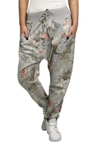 Mississhop Boyfriend-Hose Damen Hose Sweatpants Jogginghose Blumen M.130