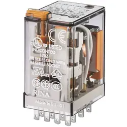 Finder 553482300050 Miniatur-Realais mit Steckanschlüssen, LED-Anzeige, 4 Wechsler, 7 A, Spule 230 V AC