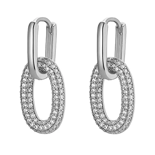 Heideman Ohrringe Ada Damen - aus hochwertigem Edelstahl - silber gold rosegold farbend poliert - Ohrstecker hängend für Frauen mit Stein Zirkonia weiss - Creolen mit Anhänger