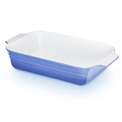 KHG Auflaufform groß 40 cm Hellblau für 4-6 Personen - Praktische 40 cm Auflaufform für 4-6 Personen mit 3 Litern Fassungsvermögen. Ideal für Lasagne, Tiramisu und mehr. Hitzebeständig bis 240°C, spülmaschinengeeignet und kratzfest für langanhaltende Freude beim Kochen.