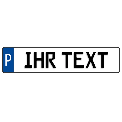 Wunschtext Parkplatzkennzeichen/Parkplatzschild Schwarz Aluminum 52x11cm geprägt
