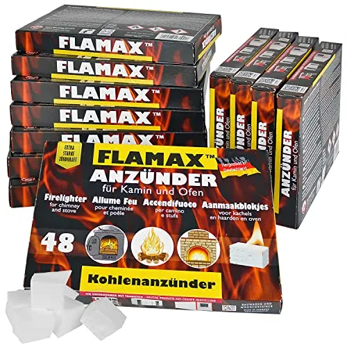 Flamax Grill- und Ofenanzünder 48er Würfel - Grillanzünder, sicher und schnell Feuer entzünden, ideal für Grill, Kamin und Ofen, 24x 48 Stück für langanhaltenden Einsatz.