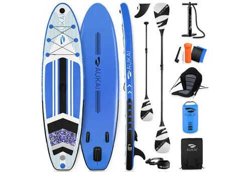 Aukai SUP-Board PRO 320cm - 2in1 Aufblasbares Stand up Paddle Set - SUP-Boards mit Kajak-Sitz, umfangreichem Zubehör und 5 Jahren Garantie – ideal für Abenteuer auf dem Wasser!