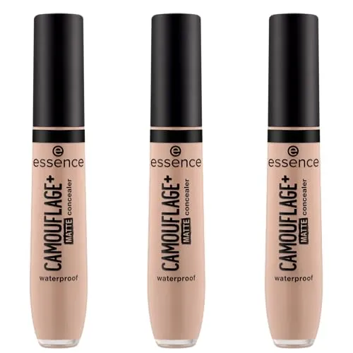 essence CAMOUFLAGE+ MATTE concealer, Nr. 150, Nude, langanhaltend, mattierend, abdeckend, matt, vegan, ölfrei, ohne Parabene, ohne Mikroplastikpartikel, 3er Pack (3x8ml)