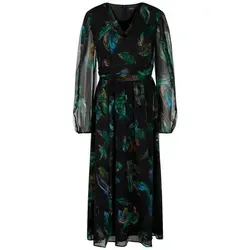 Marc Cain Maxikleid mit V-Ausschnitt und Taillenband, Dunkelgrün, Größe 34 - Elegantes Maxikleid von Marc Cain mit tailliertem Schnitt und V-Ausschnitt. Das Taillenband sorgt für eine perfekte Passform. Ideal für vielseitige Anlässe und unterschiedliche Jahreszeiten.