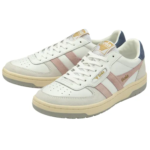 Gola Sneaker Hawk 2024 - Damen in Weiß/Rosa/Dunkelblau - Freizeitschuhe & Sneaker für Damen, kultiger Retro-Look aus hochwertigem Leder, ideal für trendbewusste Frauen, die Stil und Komfort schätzen.