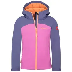 Trollkids Softshelljacke "Kristiansand" in Pink - 98 - Hochwertige Softshelljacke für Kinder, körpernah geschnitten und wasserdicht (Wassersäule 6.000 mm) mit praktischen Reißverschlusstaschen und Kinnschutz für optimalen Tragekomfort.