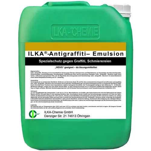 ILKA Chemie Graffiti-Prophylaxe ILKA Antigraffiti Emulsion 30 L Spezialschutz gegen Graffiti und Schmierereien 0209030