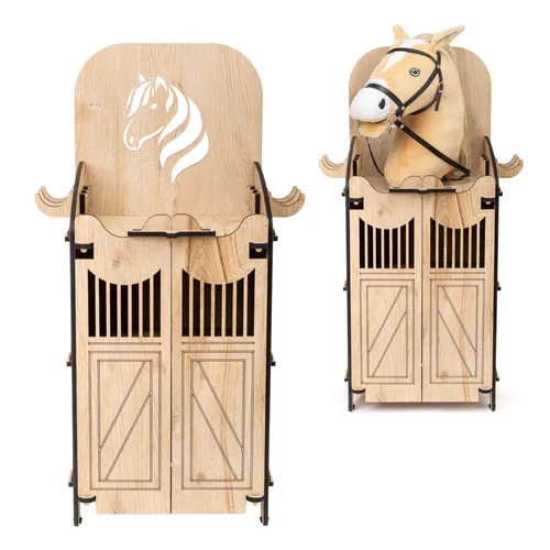 Hoofly Hobby Horse Stall für 1 Pferd - Praktisches Zubehör mit Stauraum - Sonstige Kategorie, ideal für kleine Reiter ab 5 Jahren, mit praktischem Stauraum und Haken für Zubehör.