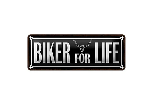Roomando Metallschild Blechschild Spruch 27x10cm Biker for life Dekoration