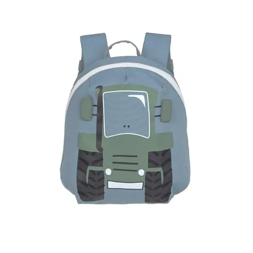 LÄSSIG Kleiner Kinderrucksack Tractor - Schulranzen für kleine Abenteurer: Mit höhenverstellbaren Gurten und wasserabweisendem Material, ideal für Kita und Krippe. Fröhliches Design mit 3D Stickereien und viel Platz für Lunchbox & Trinkflasche.
