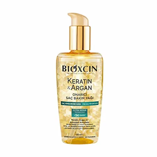 BIOXCIN Keratin & Argan Repair Haarpflegeöl 150 ml - Haarkuren für intensive Pflege, stärkt das Haar mit Keratin und Arganöl für glänzende und gesunde Strähnen.