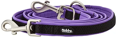Nobby Führleine Mesh Preno, lila - 200 cm lang, 15-20 mm breit, mit weichem Neopren-Griff und 3-fach verstellbar, ideal für komfortable Spaziergänge