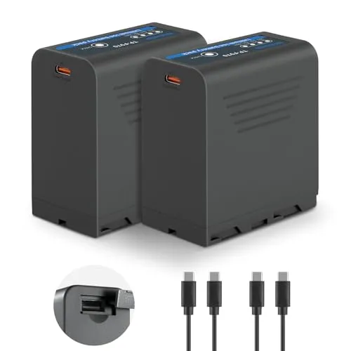 NEEWER Basics 2 Stück Battery NP-F970 Ersatzakkus 7800mAh Akkus kompatibel mit Sony NP-F550 750 950 970 FX3 FX30 A7 Canon R5 Nikon Z8 Kamera Camcorder LED Monitor, 30W Typ C PD Schnellladung, TP-F970