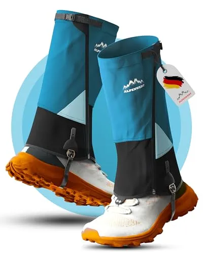 Alpenwert Gamaschen Wasserdicht [Deutsches Start-Up] geschützt beim Wandern, Jagd, Schnee, Winter, Regen Gaiters Regenstulpen für Herren und Damen (M, Blau)