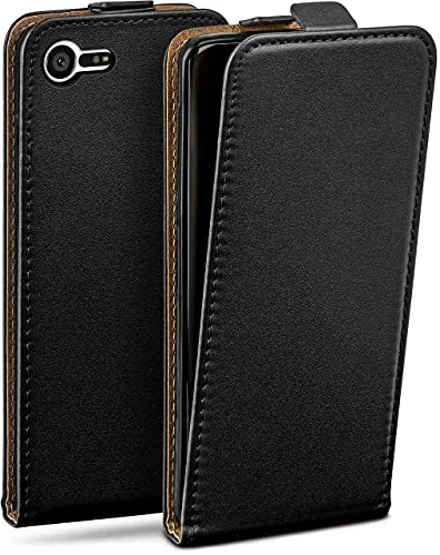 moex Flip Case für Sony Xperia X Compact Hülle klappbar mit 360 Grad Schutz, Handyhülle mit Displayschutz, PU Leder Handytasche Lederhülle, Flip Case Cover Klapphülle, Schwarz