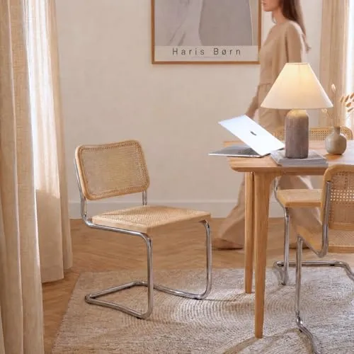 Haris Børn® Design Freischwinger Wiener Geflecht (6er Set) Buche – Handgefertigt in Italien - Stilvolle Rattanstühle für dein Zuhause, handgefertigt in Italien. Robust und pflegeleicht mit einem klaren Design, ideal für verschiedene Einrichtungsstile. 30 Tage risikofrei testen!