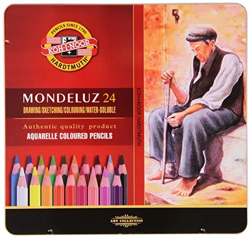 KOH-I-NOOR Aquarell-Buntstifte Mondeluz 24er Metalletui - Hochwertige Aquarell-Buntstifte im Metalletui, ideal für kreative Projekte und vielseitige Farbgestaltung. Perfekt für Künstler und Hobbyisten.