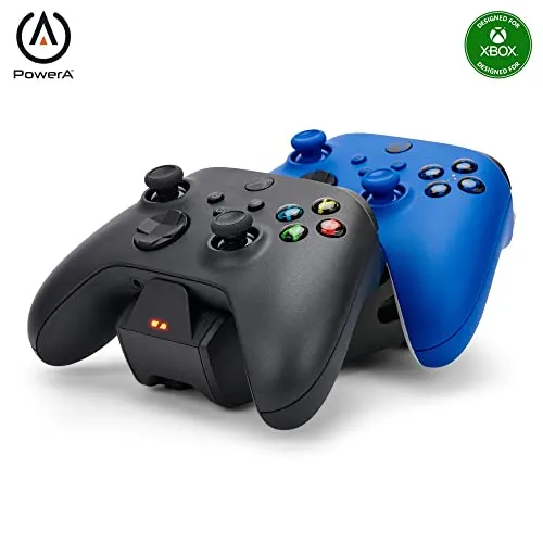 PowerA Duale Ladestation für Xbox - PWRA 1519564-01, schwarz - Spiele-Konsolen & Zubehör mit 2 aufladbaren Akkus und 4 Batterieabdeckungen. Offiziell lizenziert von Xbox, kompatibel mit Xbox Series X|S und Xbox One für ununterbrochenen Spielspaß.