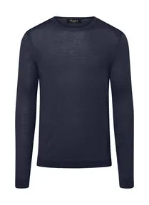 MAERZ Muenchen Strickpullover Marine, Größe 52 - Eleganter Herren Strickpullover aus reiner Schurwolle mit gerippten Abschlüssen. Ideal für stilvolle Anlässe und den täglichen Komfort. Rückenlänge bei Größe 50: 69 cm.