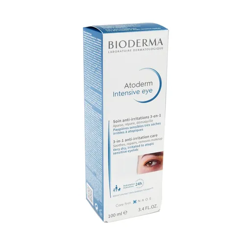 Bioderma Atoderm 3-in-1 Anti-Irritation Care 100 ml - Augenpflege für empfindliche Haut, beruhigt und schützt mit einer einzigartigen 3-in-1 Formel für sofortige Linderung und Feuchtigkeit.