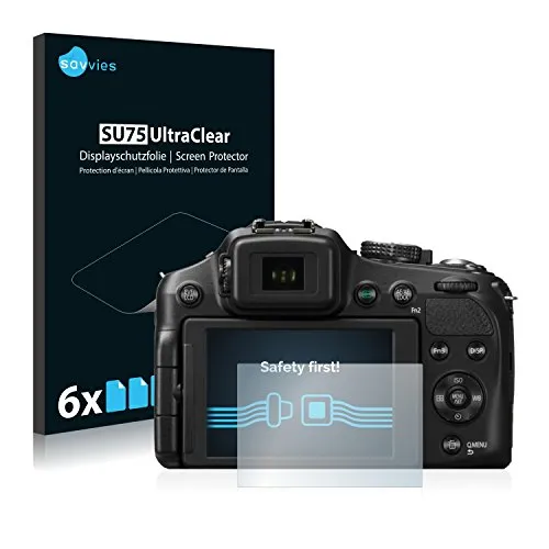 Savvies 6 Stück Schutzfolie für Panasonic Lumix DMC-FZ200 Displayschutz-Folie Ultra-Transparent