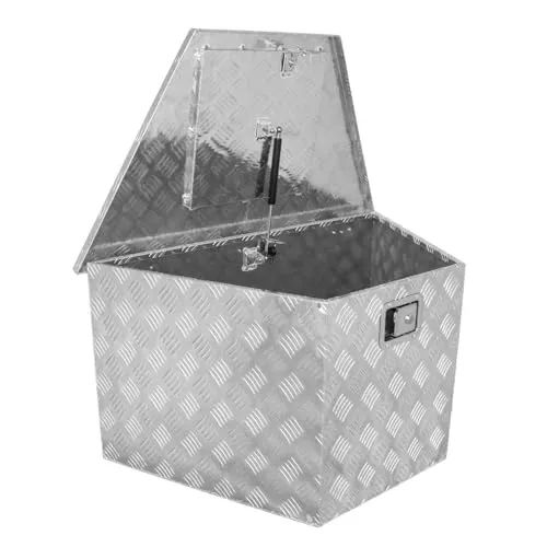 GÜDE Alu Deichselbox GT 120 – Werkzeugkiste aus Aluminium - Praktische Werkzeugtruhe mit 120 L Volumen, sicher verschließbar mit Schlüssel. Ideal für den Transport von Werkzeugen, robust und langlebig.