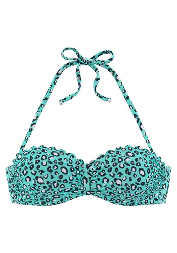 LASCANA Bügel-Bandeau-Bikini-Top Mae - Neckholder-Bikini mit farbenfrohem Animalprint, wattierten Cups und abnehmbaren Trägern für flexiblen Tragekomfort. Perfekt für den Sommer!