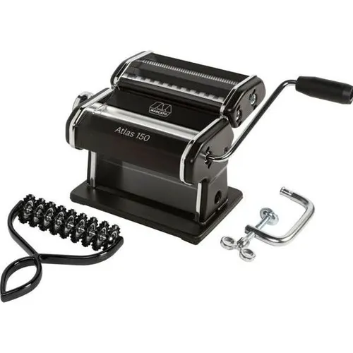 Marcato ATLAS 150 NERA + PASTA- BIKE NERO - Nudelmaschine in Schwarz, ideal für die Herstellung frischer Pasta zu Hause, mit präzisen Einstellungsmöglichkeiten für verschiedene Teigarten.