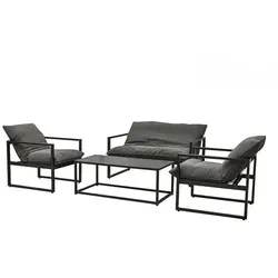 CLEMENTO Coral Loungeset 4tlg. Aluminium/Sunbrella Sooty - Anthrazit - Gartenmöbel mit exklusiven Sunbrella Sooty-Polstern, wasserabweisend und UV-beständig für unbeschwerte Stunden im Freien.