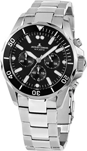 JACQUES LEMANS Herrenuhr Liverpool 1-2091F - Armbanduhren für Herren mit robustem Edelstahlband, ideal für jedes Abenteuer dank Stoppfunktion und 2 Jahren Herstellergarantie.