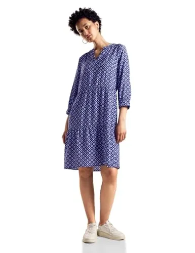 STREET ONE Tunika Kleid mit Print - Freizeitkleid für Damen mit dekorativem Ausschnitt und 3/4 Arm, aus angenehmer Viskosemischung – perfekt für den Sommer!