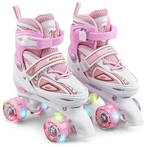 Apollo LED Rollschuhe X-Pro, größenverstellbar - Inliner für Mädchen und Jungen, ideal für Freizeit-Rollschuhlaufen. Mitwachsend dank verstellbarer Größen 31-42 und ABEC-7 Kugellagern für ein sanftes Gleiten.