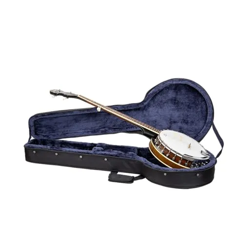 Crossrock Leichter Schaumstoffkoffer für 5-String Resonator & Gibson Tenor Banjo – mit abnehmbaren Gurten, Zubehörfach & Außentasche – Schwarz (CRP200BJBK)