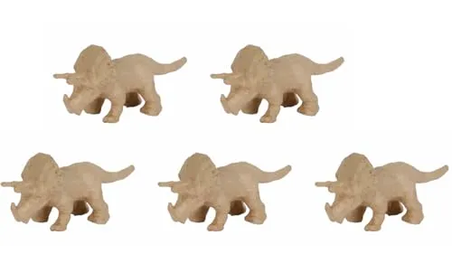 Décopatch AP155Opack - Packung 5 Träger zum Verzieren, aus Pappmaché, Dino - Triceratops, 19x6x9 cm, Kraftbraun, 1 Pack