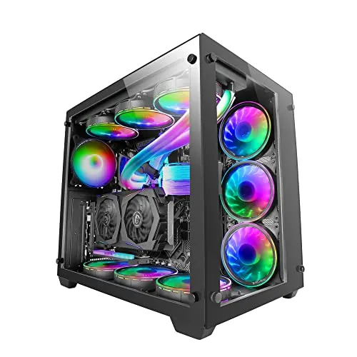 Mars Gaming MCV3 Schwarz - Custom XXL E-ATX Gaming Tower mit Dual Chamber Design - PC-Gehäuse mit gehärtetem Glas und modularer Zweikammerstruktur für optimale Kühlung und Platz. Ideal für leistungsstarke Gaming-Systeme und individuelle Anpassungen.