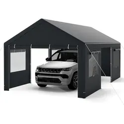 COSTWAY Zeltgarage Carport 600x363cm – Robuster Pavillon für vielseitige Nutzung - Schützen Sie Ihre Fahrzeuge und Ausrüstung mit dieser stabilen Zeltgarage aus hochwertigem, wasserabweisendem PE. Mit abnehmbaren Seitenwänden und rollbaren Fenstern für optimale Belüftung und individuelle Anpassung.