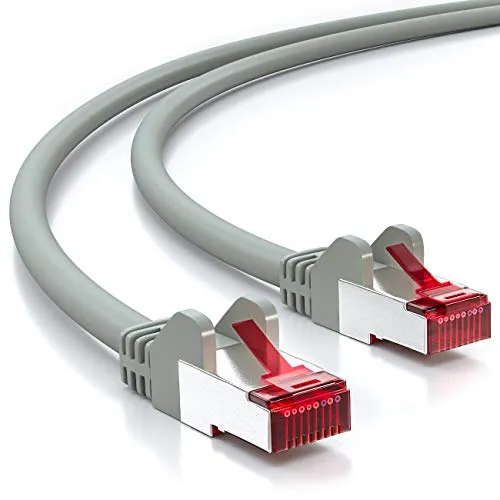 deleyCON 0,25m Netzwerkkabel Cat6-1000 Mbit (Kupfer, S/FTP, Halogenfrei) RJ45 Gigabit Patchkabel Ethernet LAN Kabel Cable - für DSL Internet WLAN Switch Router Modem Patchpanel POE - Grau