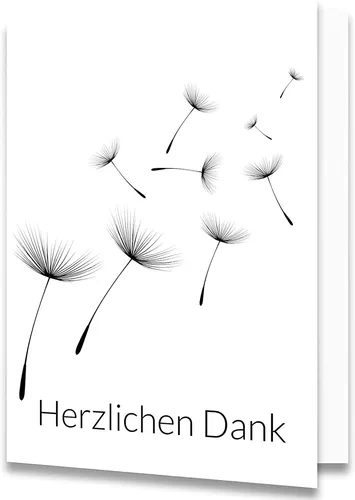 Danksagungskarten Trauer mit Umschlag, 12 Trauerkarten Danksagung "Pusteblume"