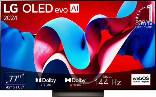 LG OLED77C47LA (2024) - 77 Zoll OLED Fernseher mit Alpha 9 Prozessor, lebensechte Farben und perfekte Bildqualität für ein immersives Seherlebnis