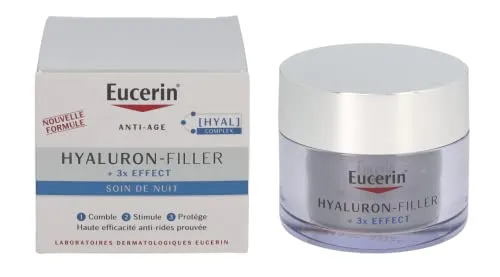 Eucerin Hyaluron-Filler + 3x Effect Nachtcreme - Nachtpflege mit 3-fachem Anti-Aging-Effekt, reduziert Falten und spendet intensiv Feuchtigkeit für eine revitalisierte Haut über Nacht.