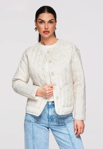 Ombre Gesteppte Damenjacke - Hüftlang mit botanischem Stickdetail - Hüftlange Damenjacke mit modernem, geradem Schnitt und botanischer Stickerei. Ideal für stilvolle Outfits, bietet sie Komfort und Eleganz in einem. Perfekt für den Alltag!