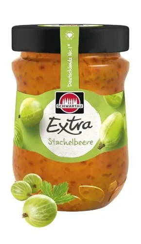 Schwartau Extra Stachelbeere Konfitüre, 340g - Brotaufstrich mit vollem Fruchtgeschmack, ohne Zusatzstoffe. Ideal für ein fruchtiges Frühstückserlebnis und Genuss für die ganze Familie!