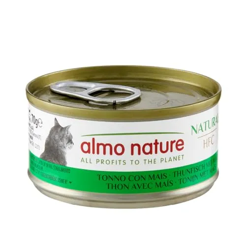 almo nature HFC Natural Katzenfutter nass - Thunfisch mit Mais 24er Pack (24 x 70g), 100% natürliche Inhaltsstoffe und ohne Zusatzstoffe für gesunde Katzenernährung