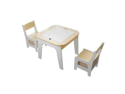 Juskys Kindersitzgruppe Milou - Set mit 2 Stühlen & 1 Tisch, vielseitig einsetzbar mit integriertem Stauraum für kreatives Spielen