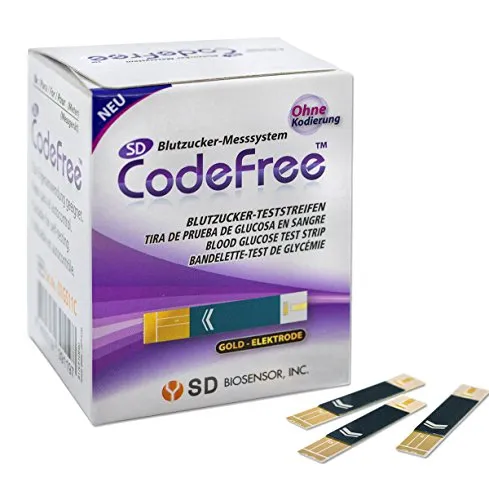 SD CodeFree Blutzuckerteststreifen 250 Stück - Blutzuckermessgeräte - Kostengünstiges Sparpack für präzises Diabetes-Management, einfache Handhabung ohne Kodierung und nur geringe Blutmenge erforderlich.