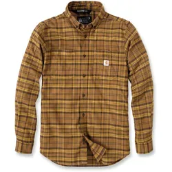 Carhartt Herren Workwear Relaxed Fit Midweight Flannel L S Plaid Shirt - Oak Brown, Größe S, bequem und flexibel für optimale Bewegungsfreiheit