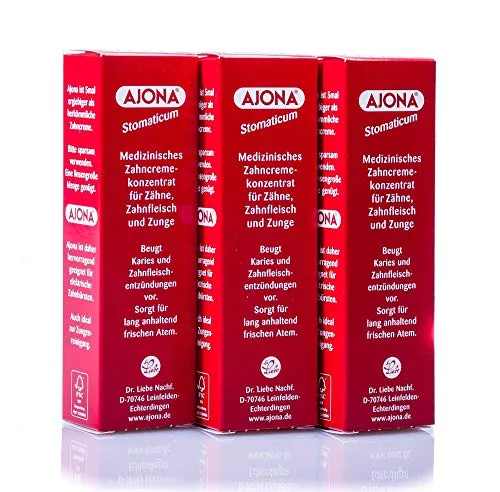 Ajona Medizinisches Zahncreme-Konzentrat für Zähne, Zahnfleisch und Zunge, 3 x 25 ml