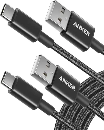 Anker USB C Kabel, [2 Stück 3m] 3.1A USB auf USB C Kabel, Nylon Geflochten Schnellladekabel USB C Ladekabel für iPhone 17 Pro Max/16/15 Serie, Samsung Galaxy S25/S24, MacBook Pro/Air, iPad Pro/Air